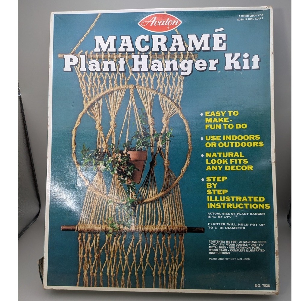Vintage 1977‎ Avalon Industries Macreme Plant Hanger DIY Craft Kit - Open Box